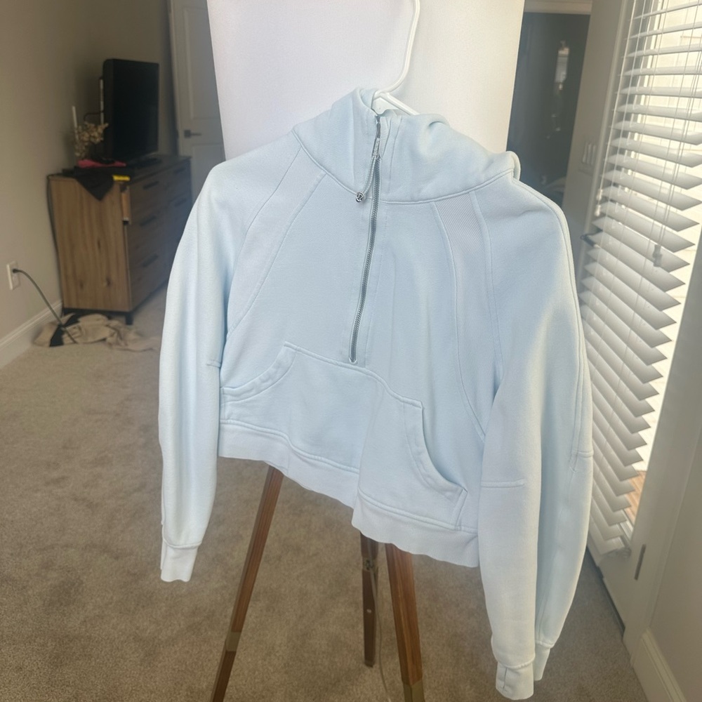 Lululemon Light Blue Scuba Overside Half-Zip Hoodie